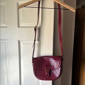 J. Crew Elegant Burgundy Croc-Embossed Shoulder Bag